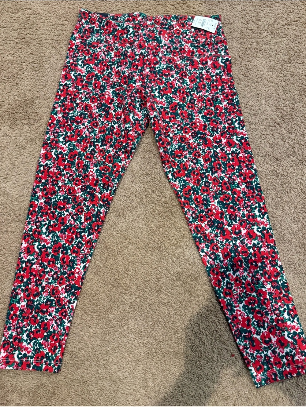J. Crew Girls' Red Floral Print Leggings
